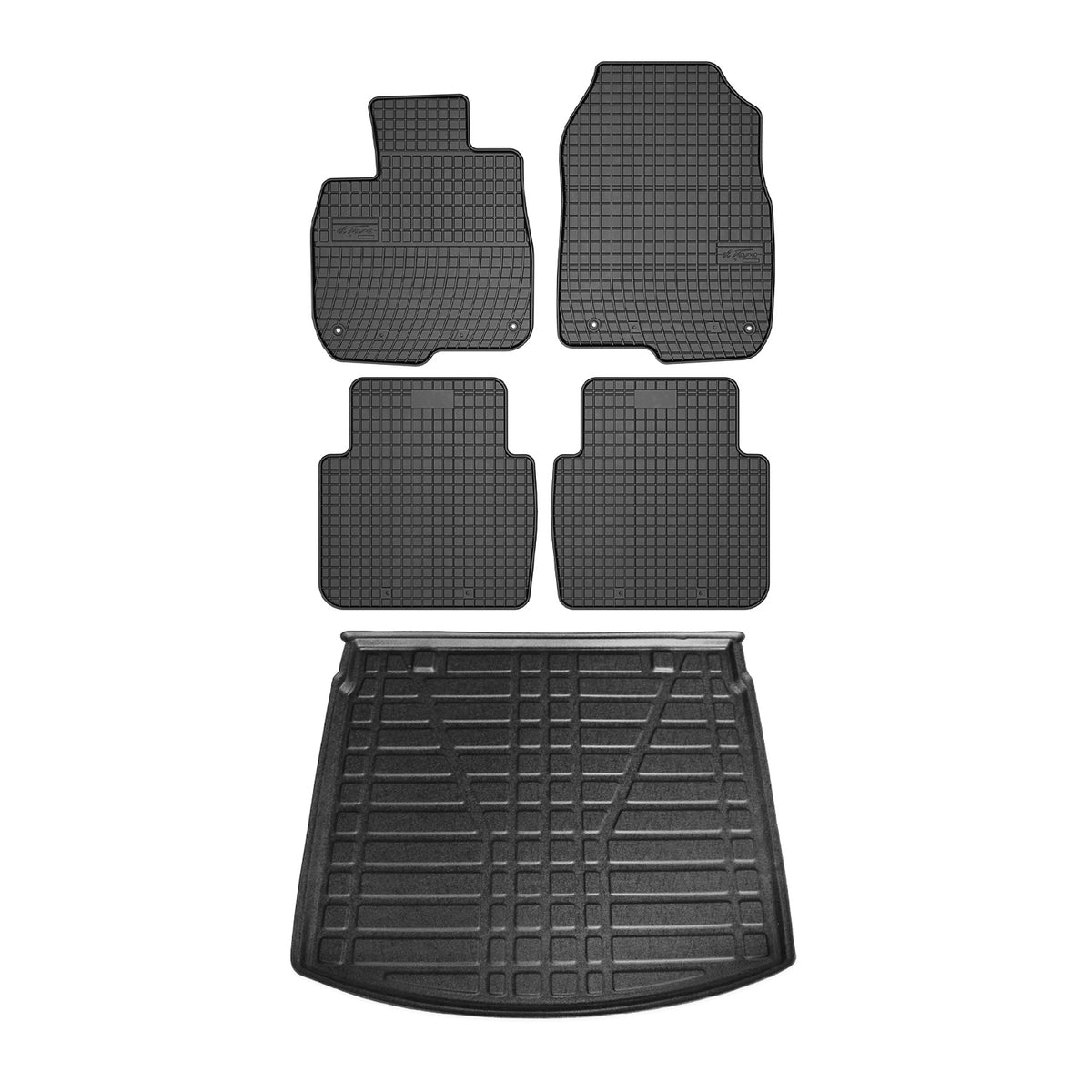 Fußmatten & Kofferraumwanne Set für Honda CR-V 2016-2024 Gummi Schwarz TPE 5x