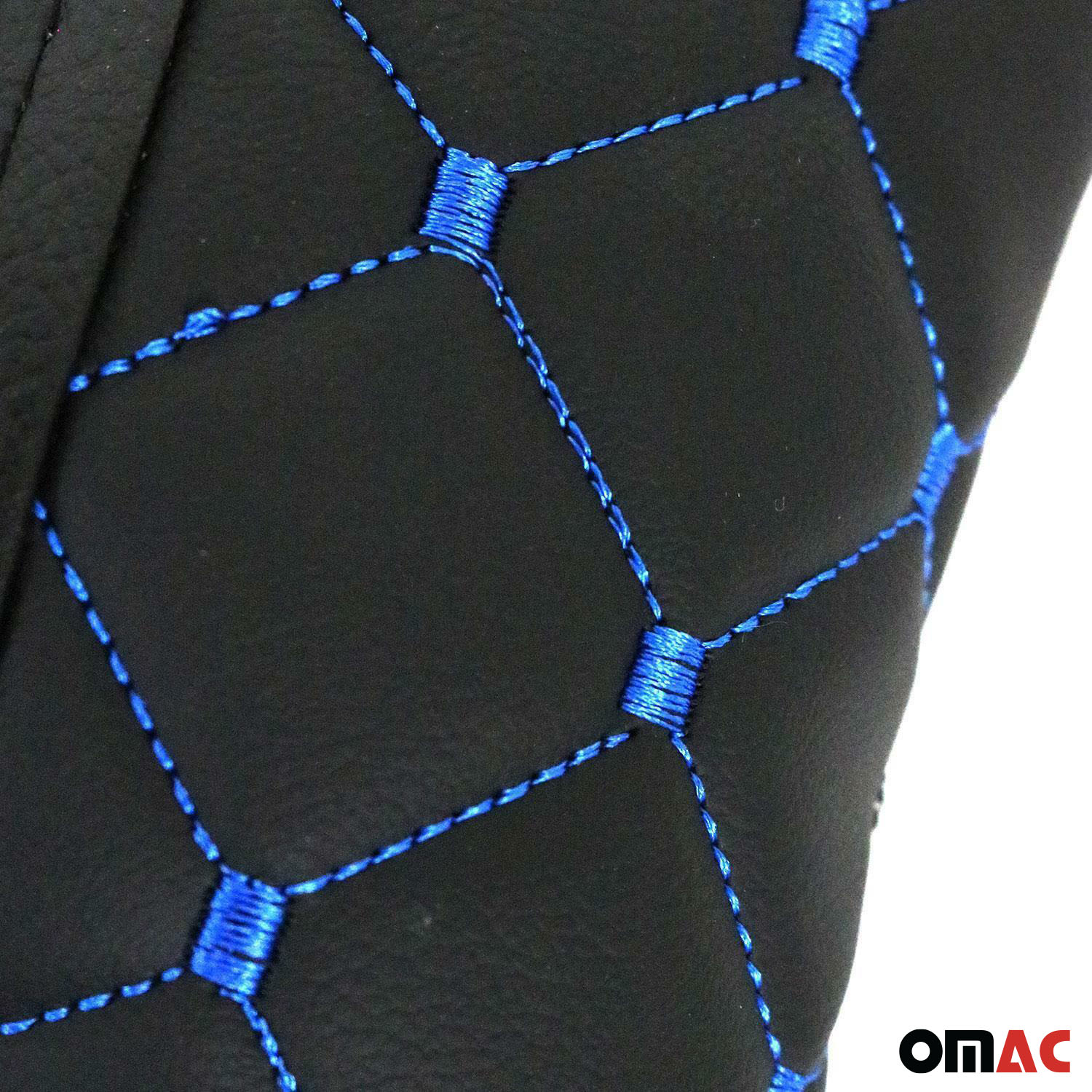 KFZ Auto Kopfstütze Kissen Autositzkissen Nackenkissen Leder Schwarz Blau 8x30cm