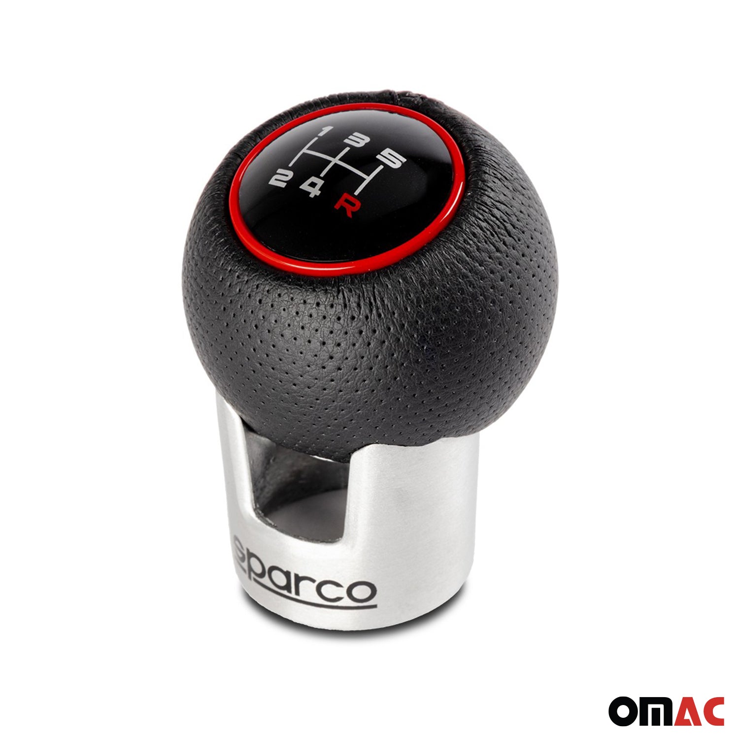 SPARCO Schaltknauf Schalthebel Schaltknopf Aluminium Kunstleder Schwarz Rot