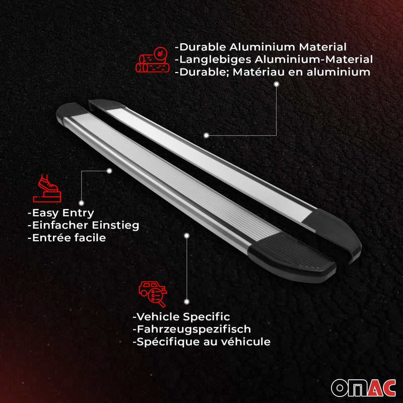 Aluminium Seitenschweller Trittbretter für Fiat Qubo 2007-2021 Silber 2tlg