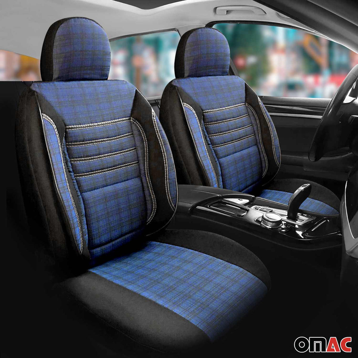 Schonbezüge Sitzbezüge für Ford Focus Fiesta Mondeo Kuga Schwarz Blau 2Sitz