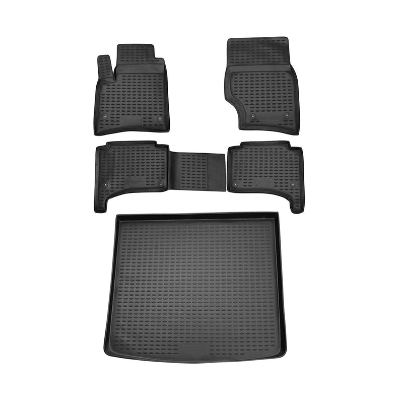 Fußmatten & Kofferraumwanne Set für VW Touareg 2002-2010 Gummi TPE Schwarz 5x