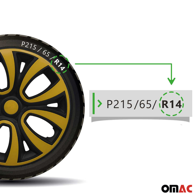 Radkappen 14 zoll Schwarz & Gelb 4tlg satz