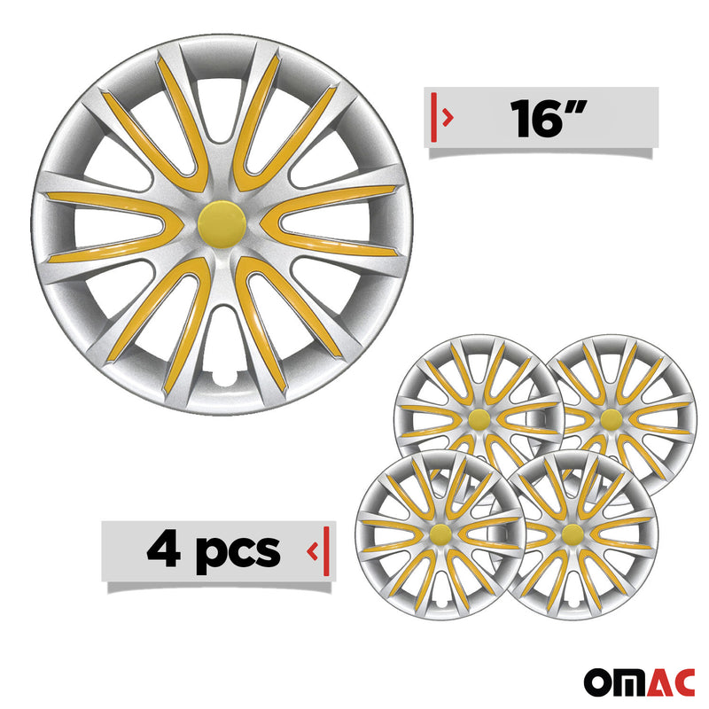 4x Radkappen 16 zoll Grau & Gelb