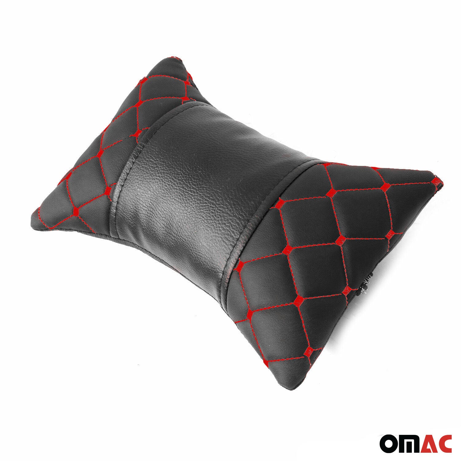 KFZ Auto Kopfstütze Kissen Autositzkissen Nackenkissen Leder Schwarz Rot 8x30cm