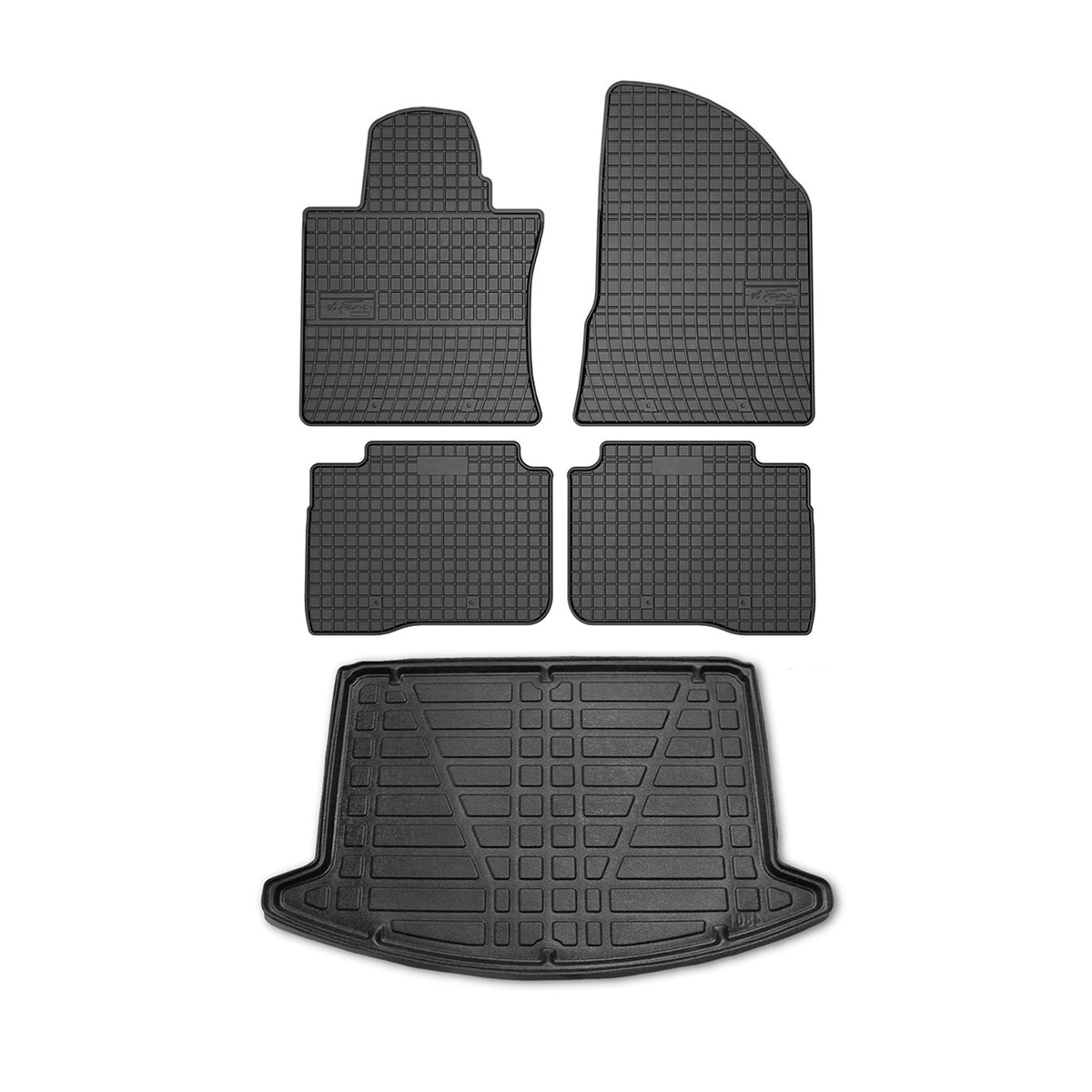 Fußmatten & Kofferraumwanne Set für Ssangyong Korando 2020-2024 Gummi Schwarz 5x