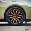 4x wheel trims wheel covers 15" inch steel rims black orange