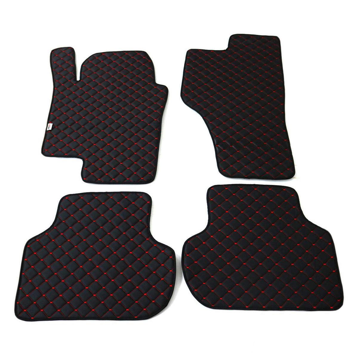 Floor mats leather car mats for VW Tiguan 2016-2024 artificial leather black red 4 pieces