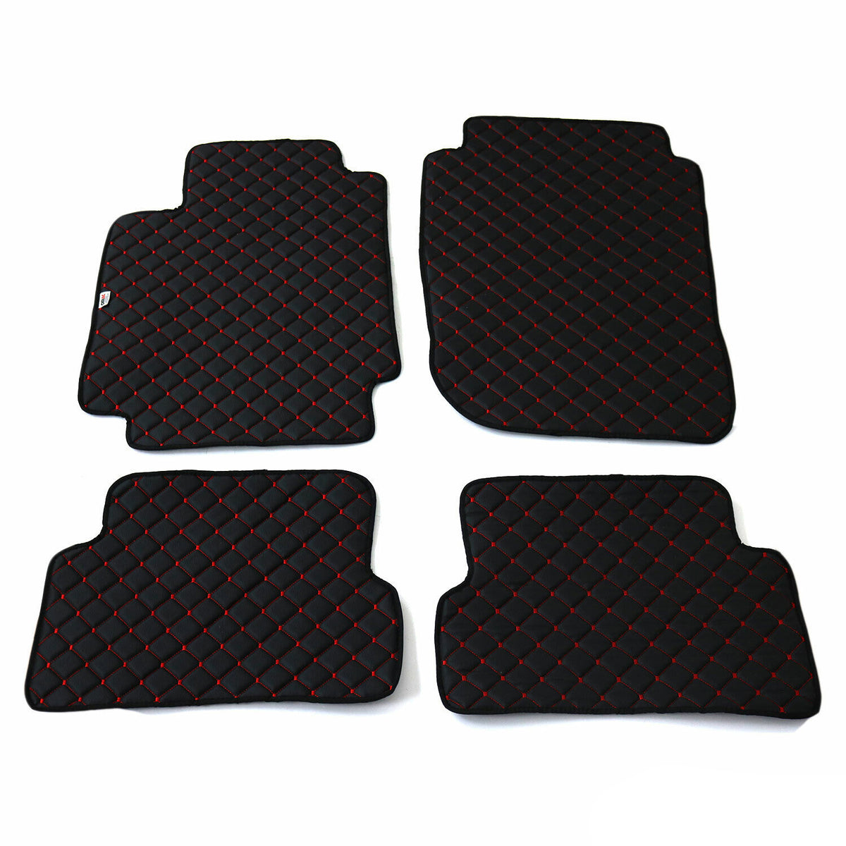 Floor mats leather car mat for Renault Captur 2013-2024 artificial leather black red 4x