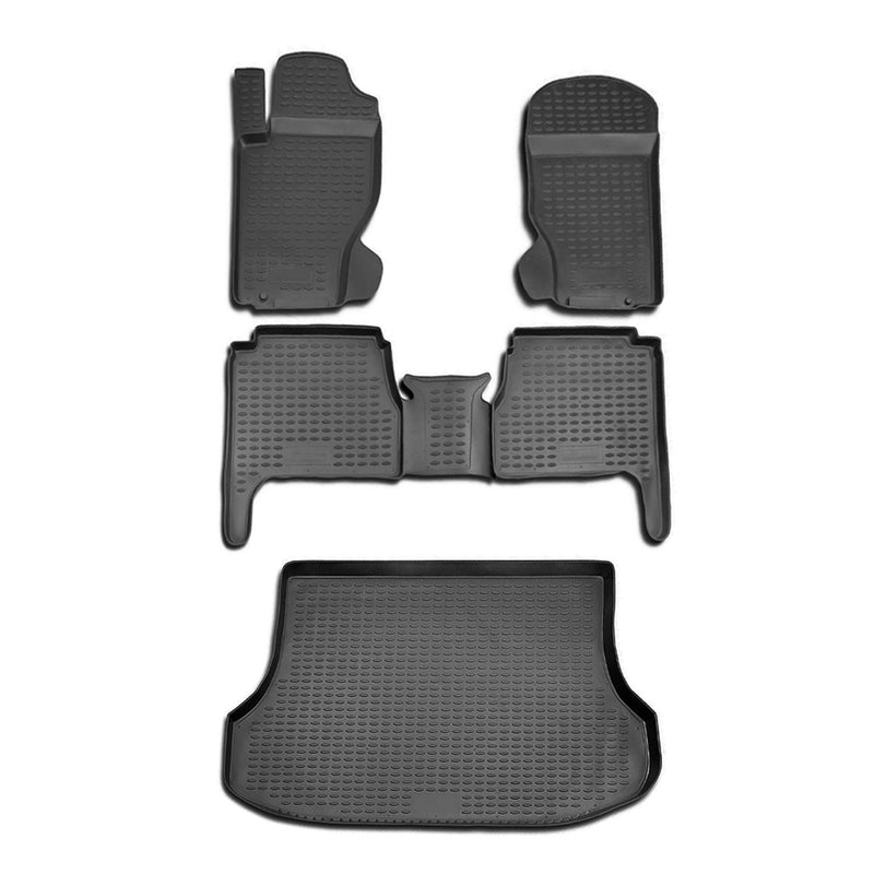 Fußmatten & Kofferraumwanne Set für Kia Sorento 2003-2009 Gummi TPE Schwarz 5x