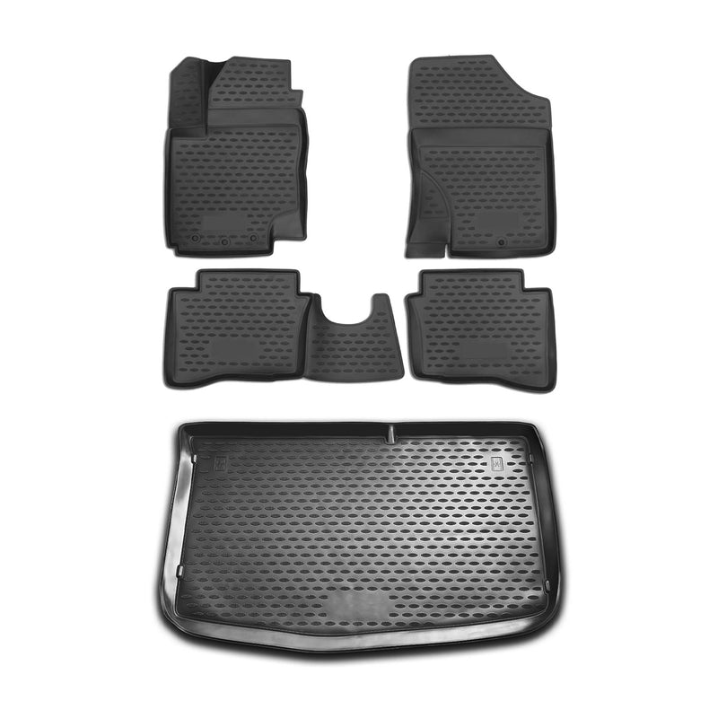 Fußmatten & Kofferraumwanne Set für Hyundai i20 2008-2014 5tür 3D TPE Schwarz