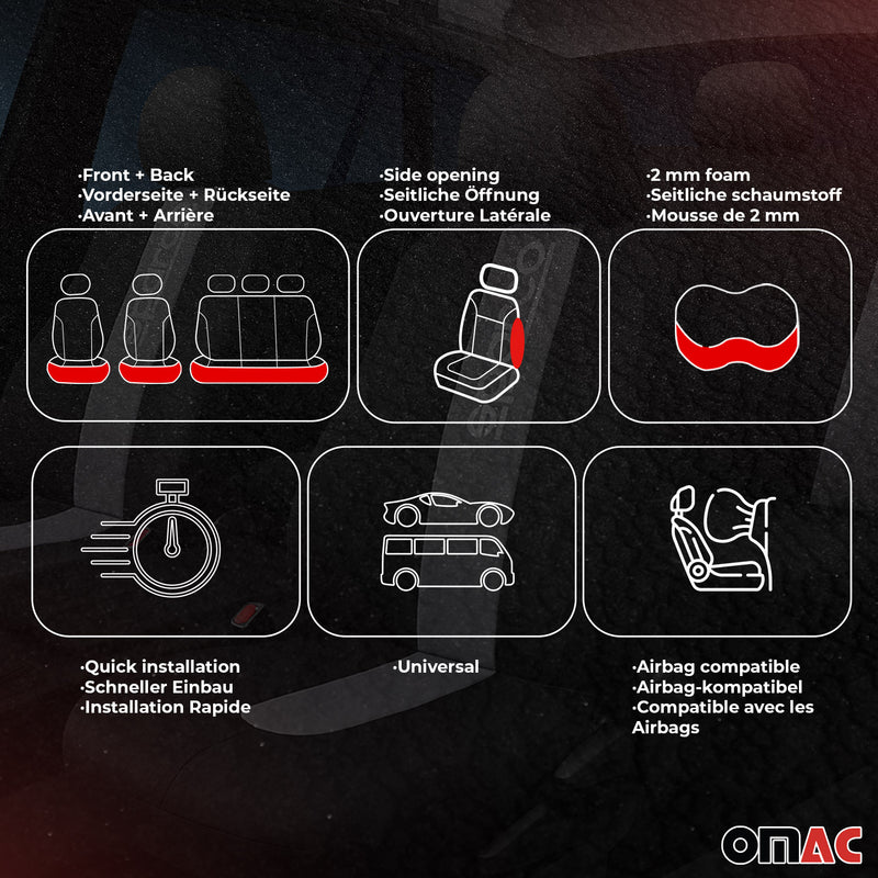 SPARCO Sitzbezüge Schonbezüge Autositzbezüge Universell Schwarz Grau Vorn Hinten