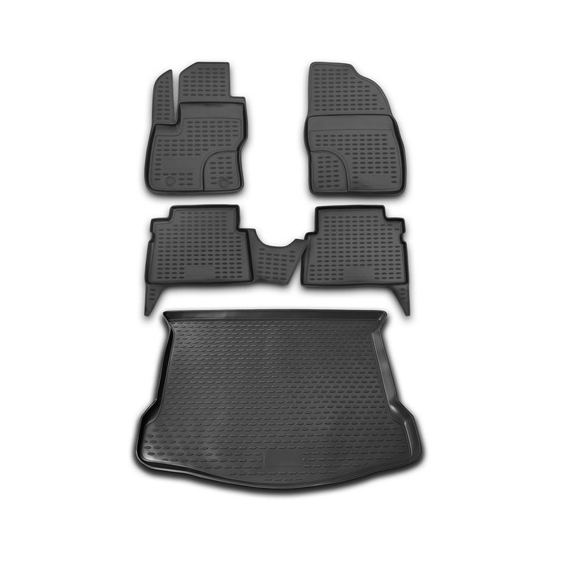 Fußmatten & Kofferraumwanne Set für Ford Kuga 2008-2013 Gummi TPE Schwarz 5x