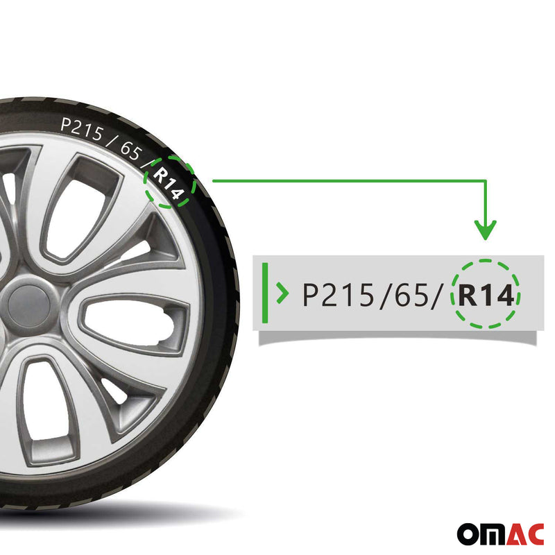Radkappen 14 zoll Grau & Weiß 4tlg satz