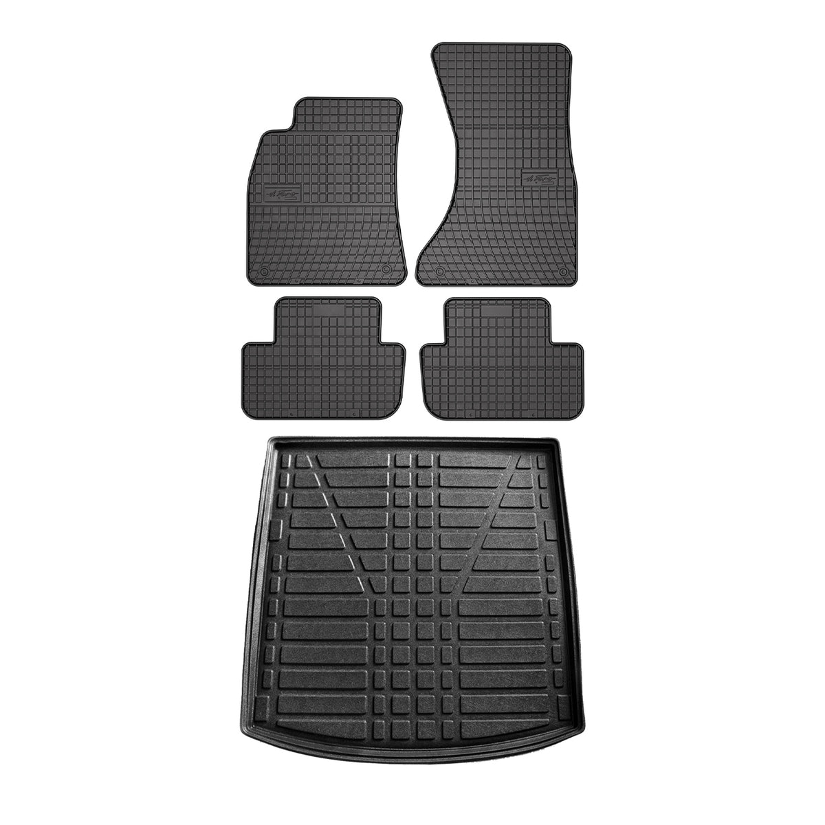 Fußmatten & Kofferraumwanne Set für Audi A6 C7 Limo 2011-2018 Gummi Schwarz 5x