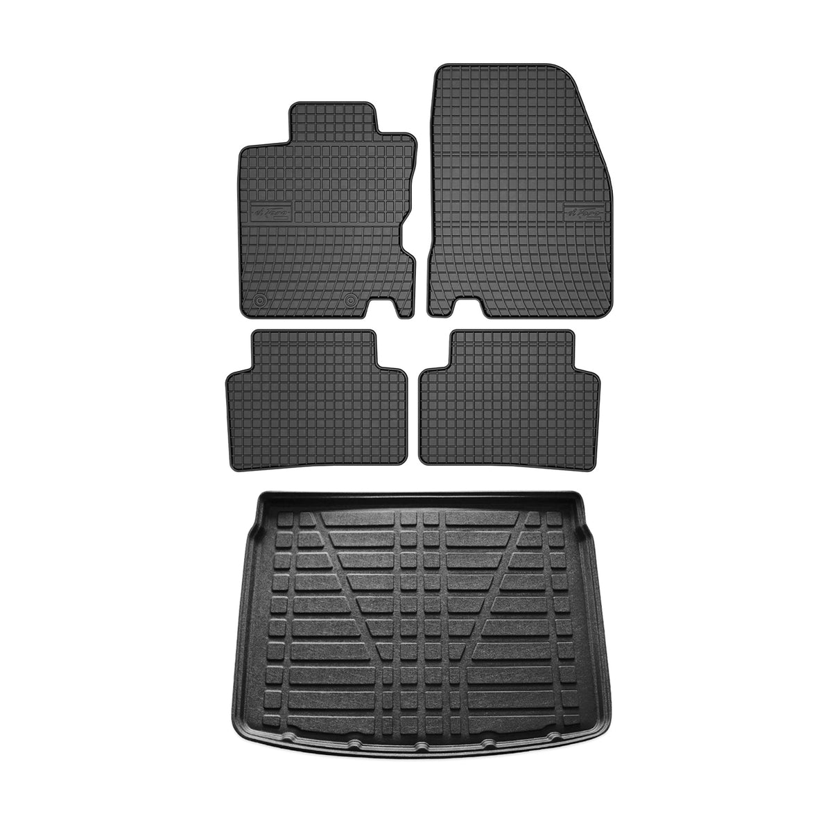 Fußmatten & Kofferraumwanne Set für Renault Kadjar 2015-2024 Gummi Schwarz 5x
