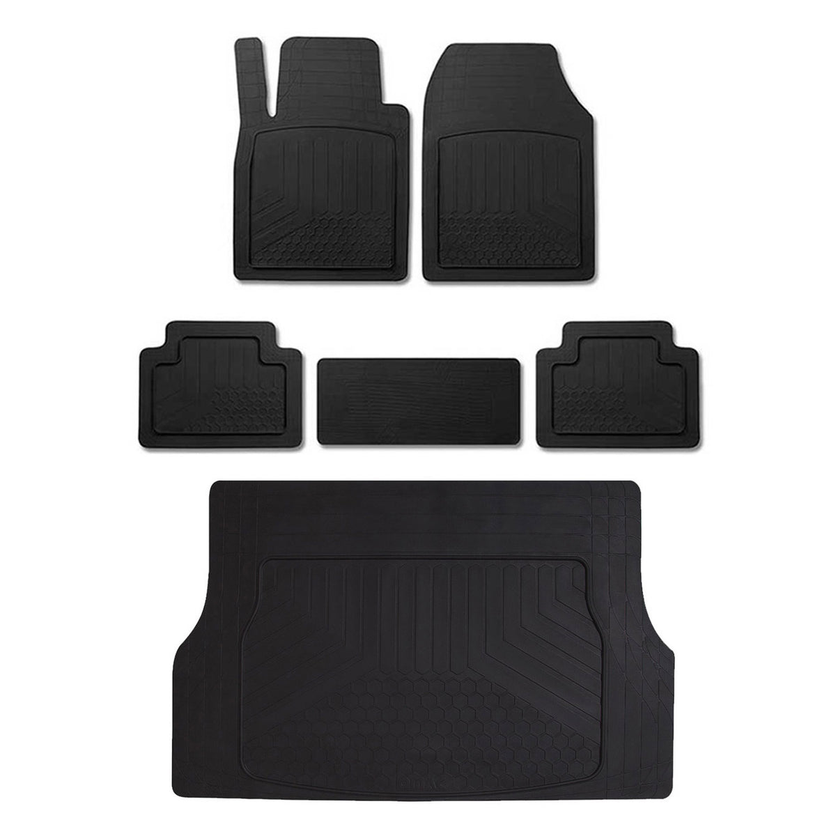 Rubber mats & trunk liner set for Ford S-Max anti-slip rubber black