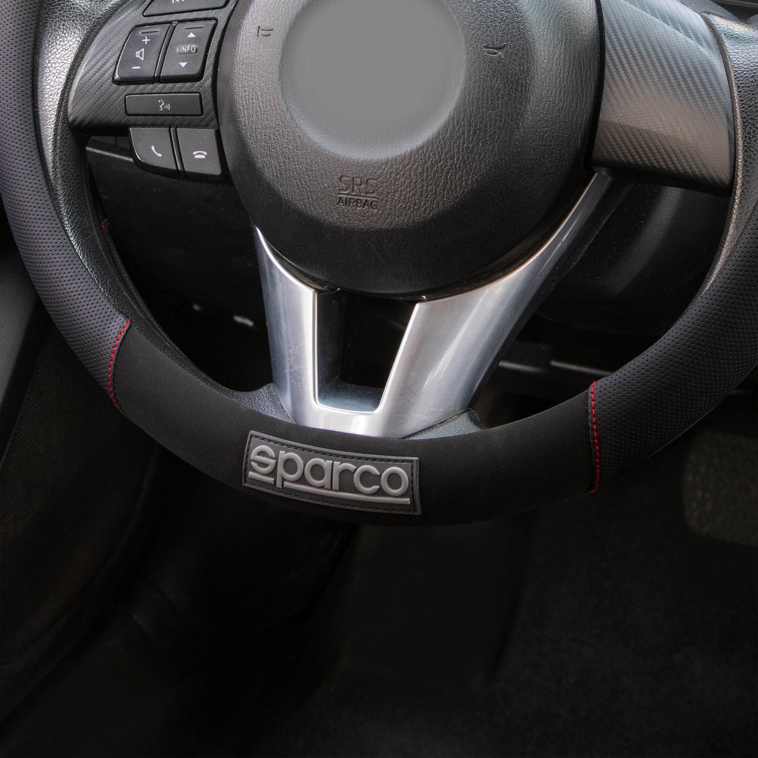 SPARCO Lenkradbezüge Lenkradschoner Lenkradschutz Schwarz Rot Gummi Suede