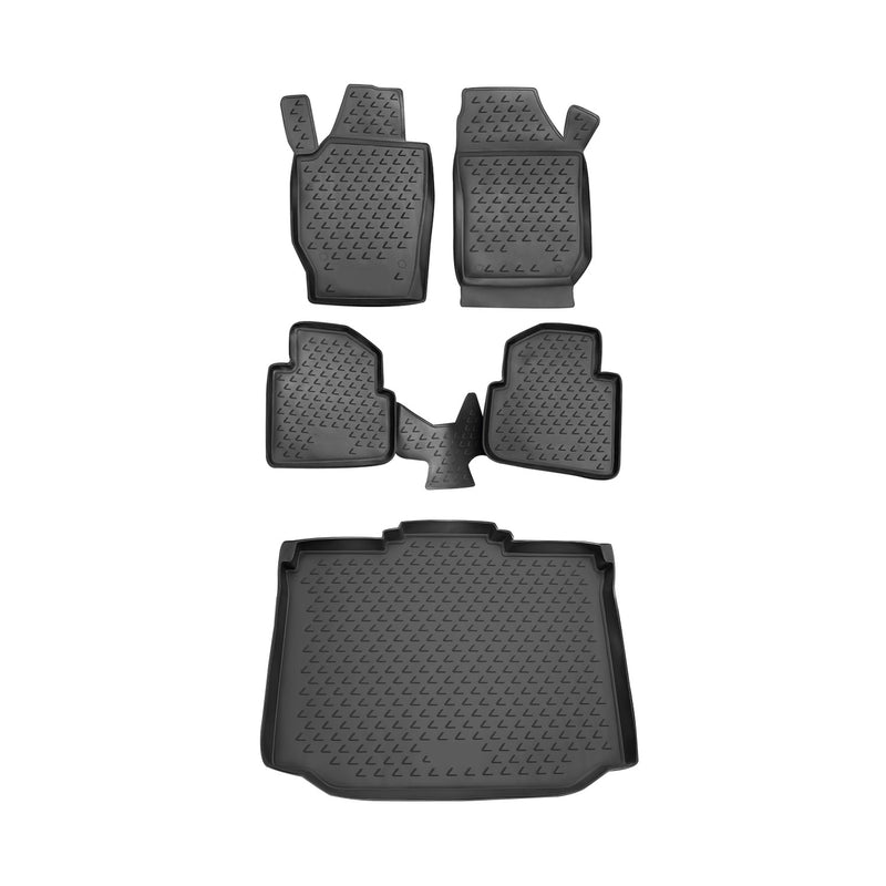 Fußmatten & Kofferraumwanne Set für Skoda Roomster 2006-2015 TPE Schwarz