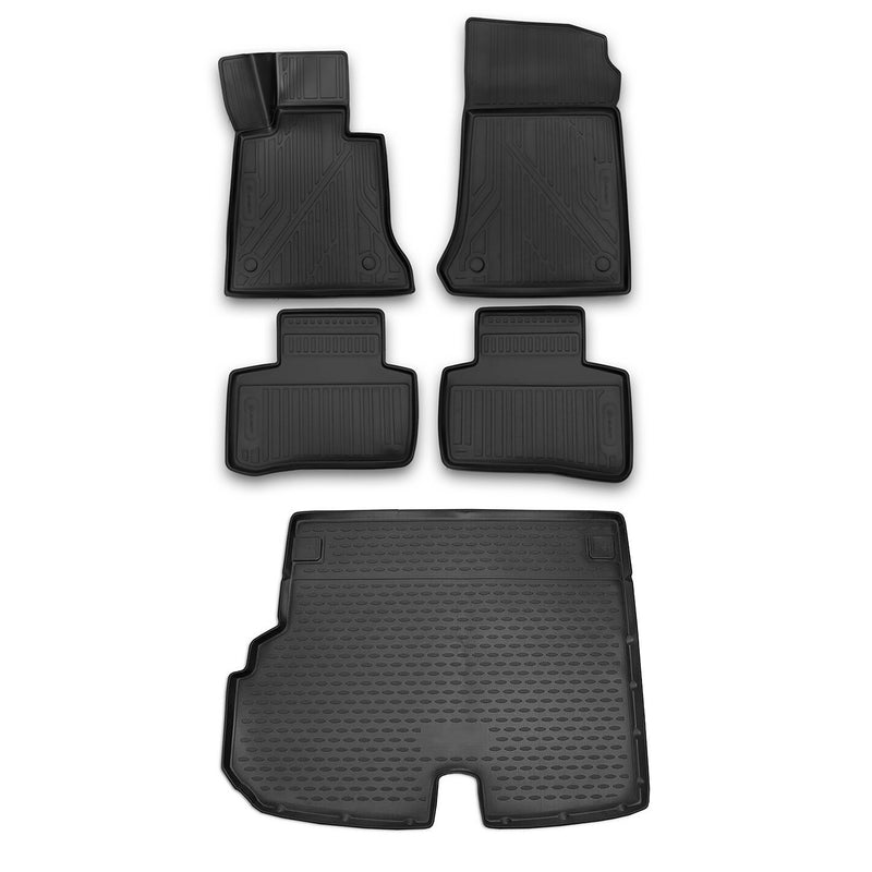 Fußmatten & Kofferraumwanne Set für Mercedes GLK X204 2013-2015 TPE Schwarz