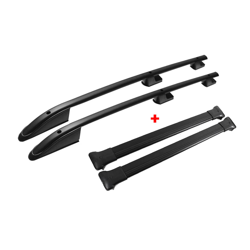 Dachreling + Dachträger SET für Mitsubishi L200 2014-2024 Aluminium Schwarz 4tlg