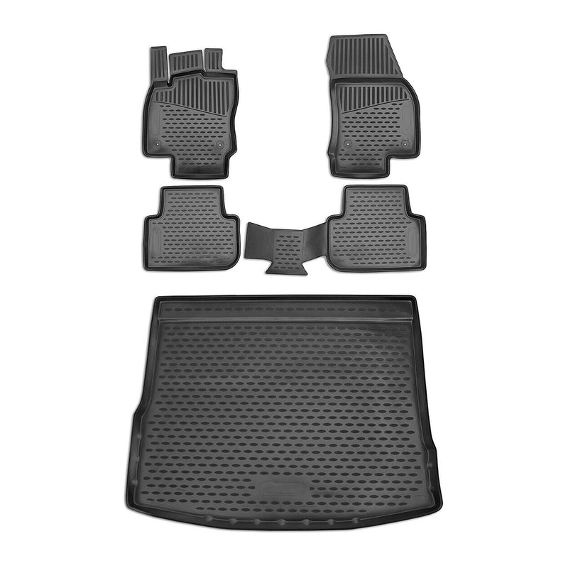 Fußmatten & Kofferraumwanne Set für VW Tiguan 2016-2024 Gummi TPE Schwarz 5x