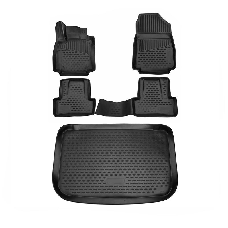 Fußmatten & Kofferraumwanne Set für Renault Clio 2012-2019 Gummi TPE Schwarz 5x