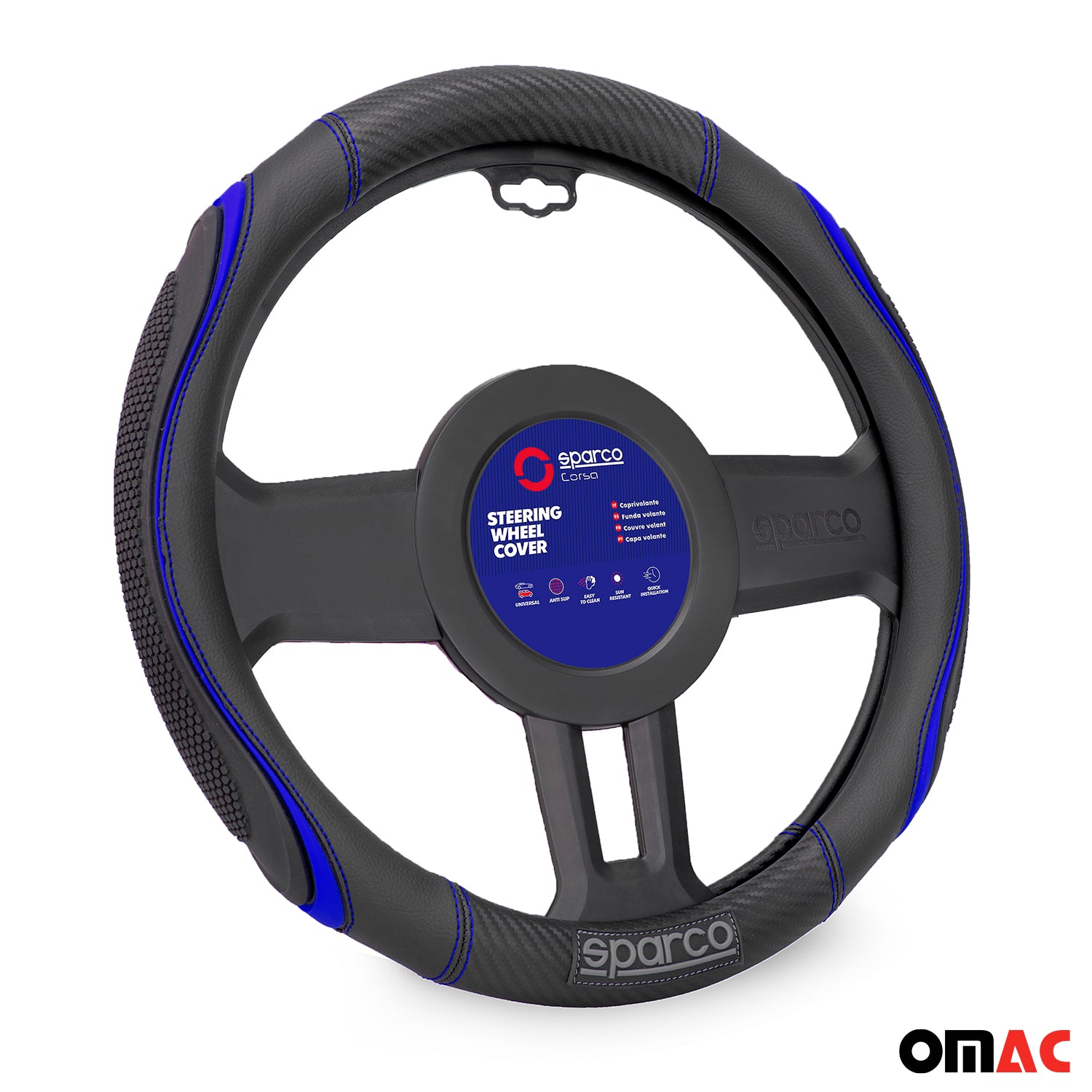 SPARCO Lenkradbezüge Lenkradschoner Lenkradschutz Blau Schwarz Gummi ø37-38 cm