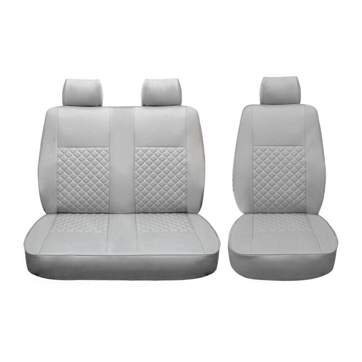 Sitzbezüge Schonbezüge für VW T5 2003-2015 Kunstleder Grau Weiß 2+1