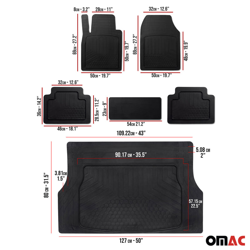 Gummimatten & Kofferraumwanne Set für Skoda Fabia 1999-2024 Antirutsch Gummi