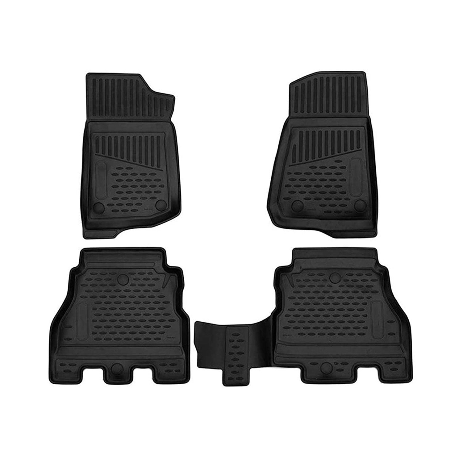 Fußmatten für Jeep Wrangler Rubicon 2017-2023 3D Passform Hoher Rand Schwarz