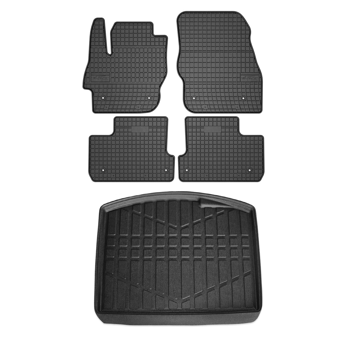Fußmatten & Kofferraumwanne Set für Mazda 3 2008-2014 Schrägheck Gummi TPE 5x