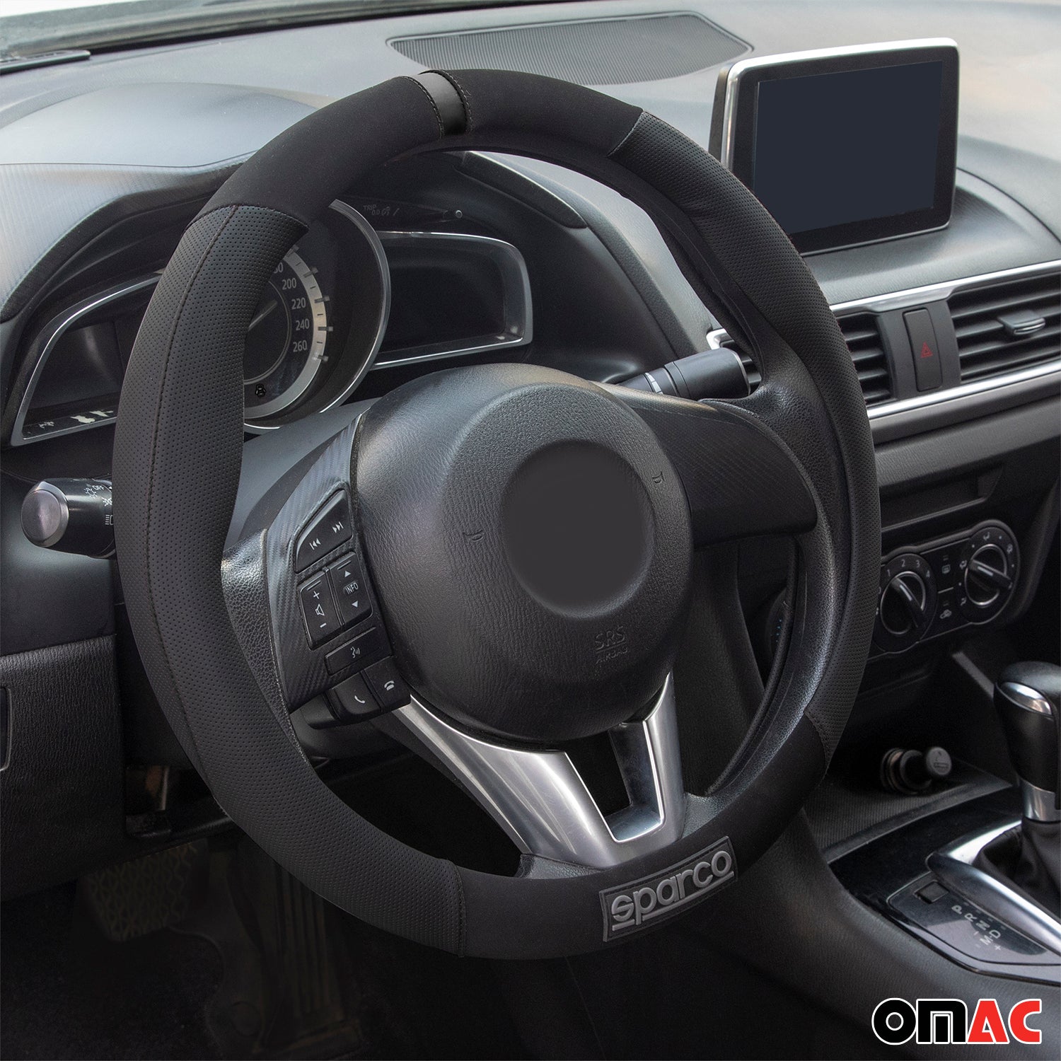 SPARCO Lenkradbezüge Lenkradschoner Lenkradschutz Schwarz Gummi Suede