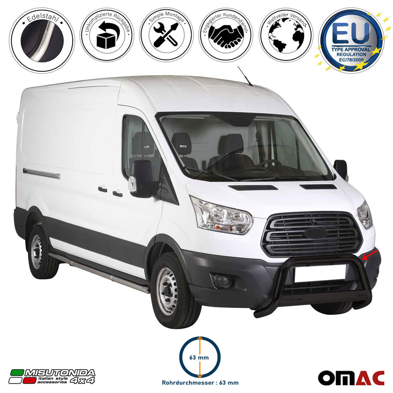 Frontbügel Frontschutzbügel für Ford Transit 2014-2025 ø63mm Stahl Schwarz