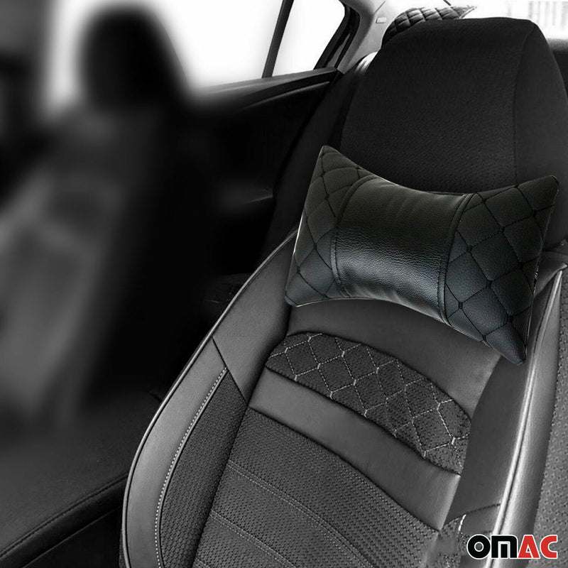 KFZ Auto Kopfstütze Kissen Autositzkissen Nackenkissen Leder Schwarz 8x30cm