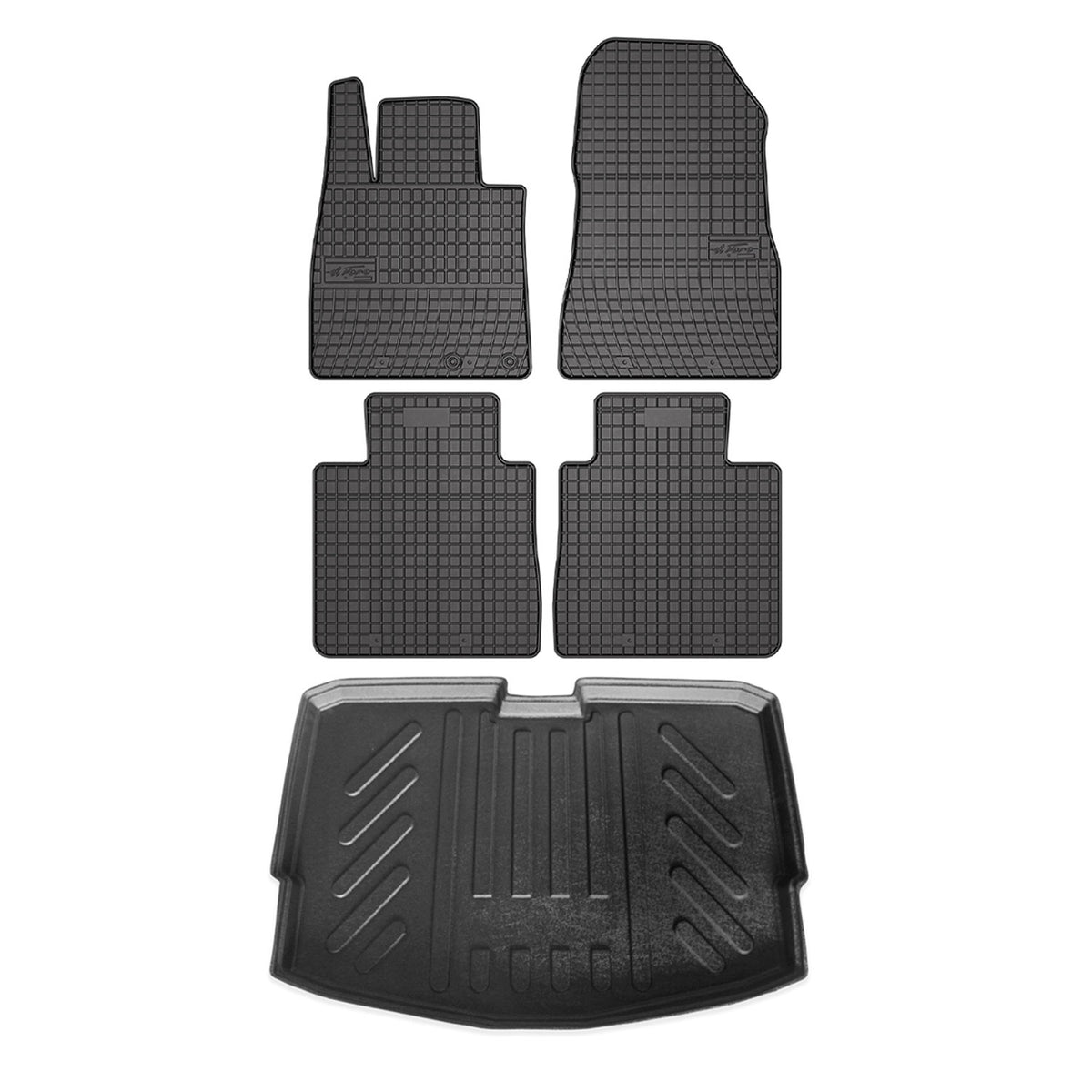 Fußmatten & Kofferraumwanne Set für Nissan Note E12 2012-2016 Gummi Schwarz 5x