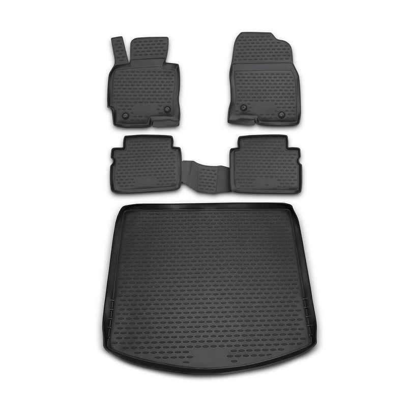 Fußmatten & Kofferraumwanne Set für Mazda CX-5 2011-2016 Gummi TPE Schwarz 5x