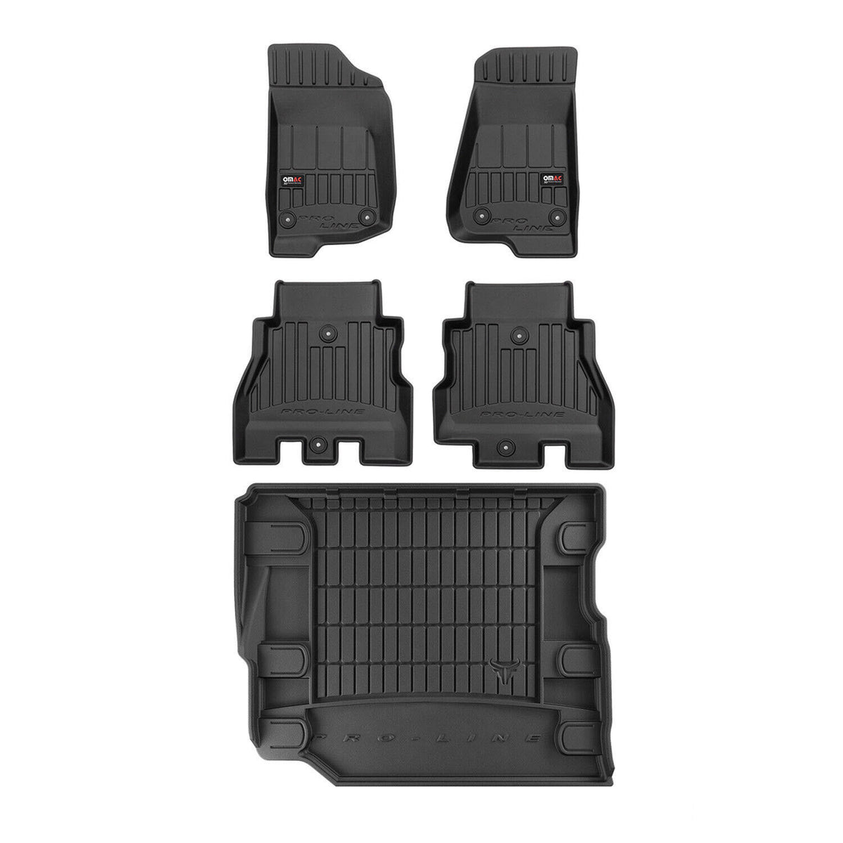 OMAC Fußmatten & Kofferraumwanne Set für Jeep Wrangler 2017-2024 Gummi TPE 5x
