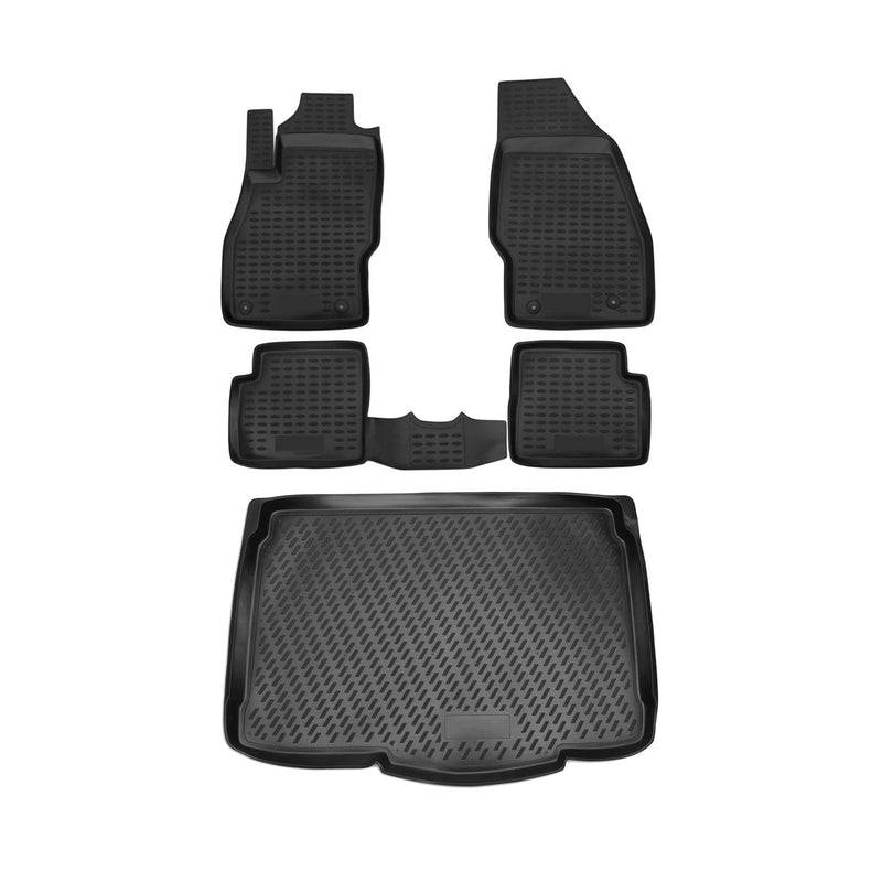 Fußmatten & Kofferraumwanne Set für Opel Corsa 2014-2019 Gummi TPE Schwarz 5x