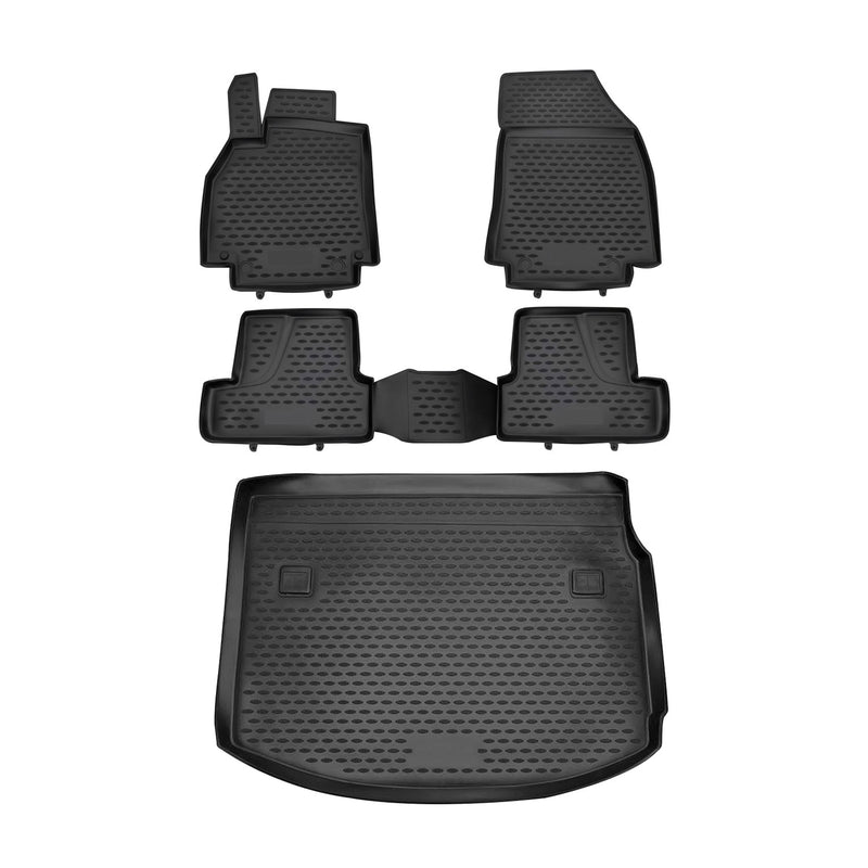 Fußmatten & Kofferraumwanne Set für Renault Megane 2010-2016 5tür TPE Schwarz