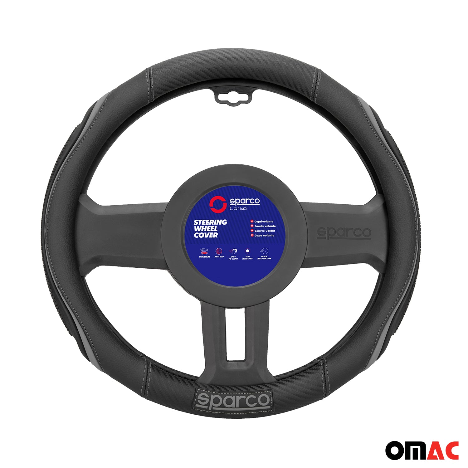 SPARCO Lenkradbezüge Lenkradschoner Lenkradschutz Grau Schwarz Gummi ø37-38 cm