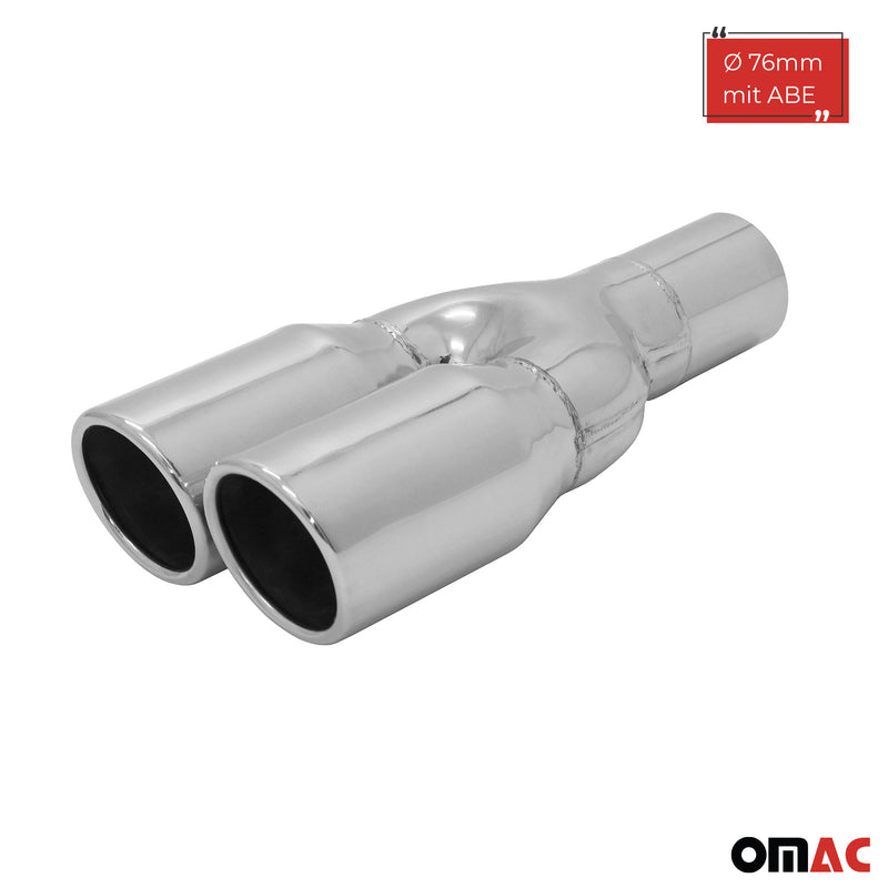 Auspuff Endrohr Edelstahl Y 2x76mm SR-Design Endschalldämpfer mit ABE
