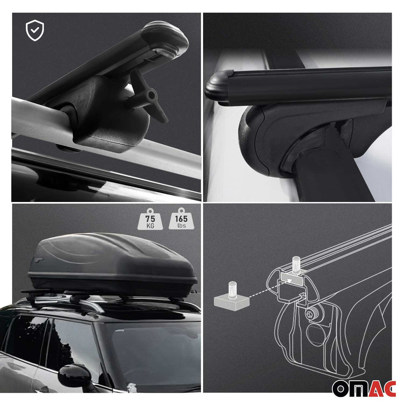 Dachträger + Dachreling SET für Citroen Berlingo 2008-2018 Aluminium Schwarz 4x