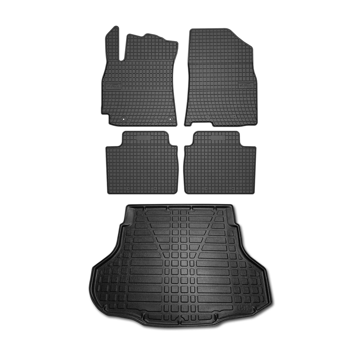 Fußmatten & Kofferraumwanne Set für Hyundai Elantra 2020-2024 Gummi Schwarz 5x
