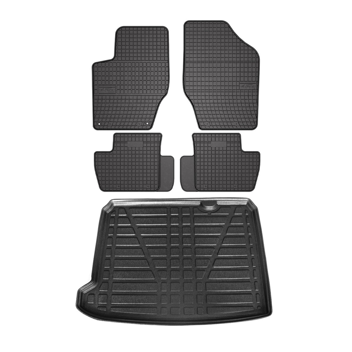 Fußmatten & Kofferraumwanne Set für Citroen DS4 2011-2015 Gummi TPE Schwarz 5x