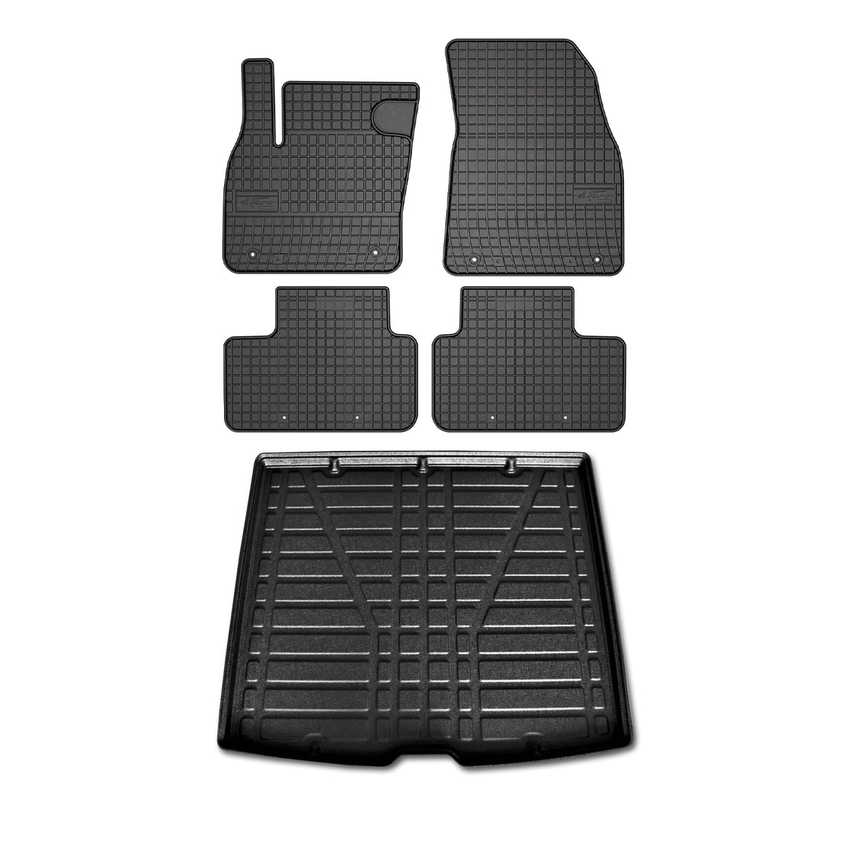 Fußmatten & Kofferraumwanne Set für Volvo XC40 2018-2024 Gummi TPE Schwarz 5x