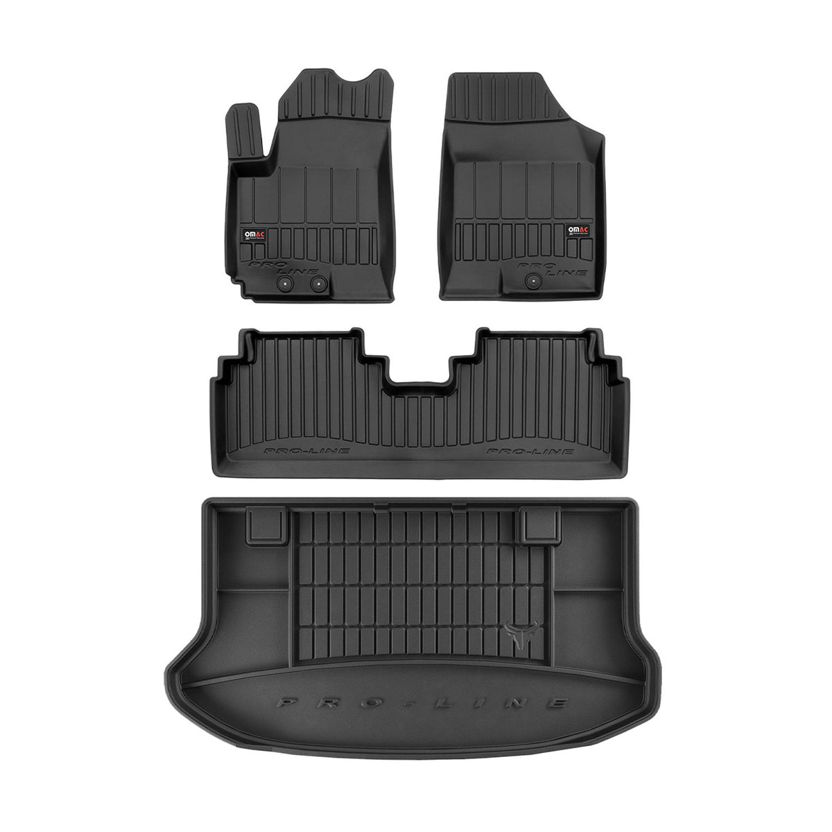 OMAC Fußmatten & Kofferraumwanne Set für Hyundai ix20 2010-2019 Gummi Schwarz 4x