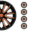 4x Radkappen Radzierblende für 16" Zoll Stahlfelgen Matt Schwarz Orange