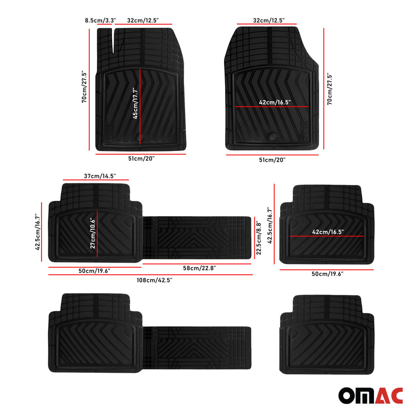 Fußmatten Automatten Gummimatten 3D Passform Alwetter Schwarz SET 6+2 tlg