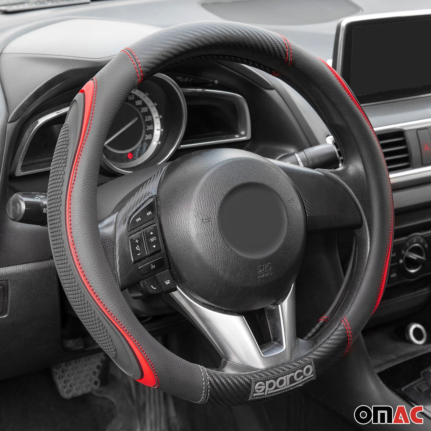 SPARCO Lenkradbezüge Lenkradschoner Lenkradschutz Rot Schwarz Gummi ø37-38 cm